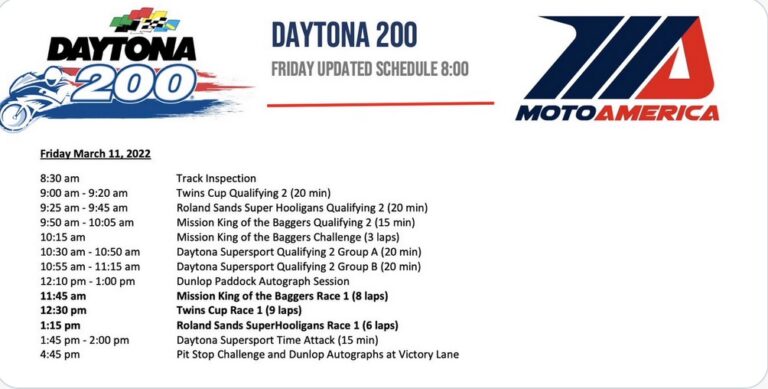 Read more about the article Revised Friday Schedule For Daytona