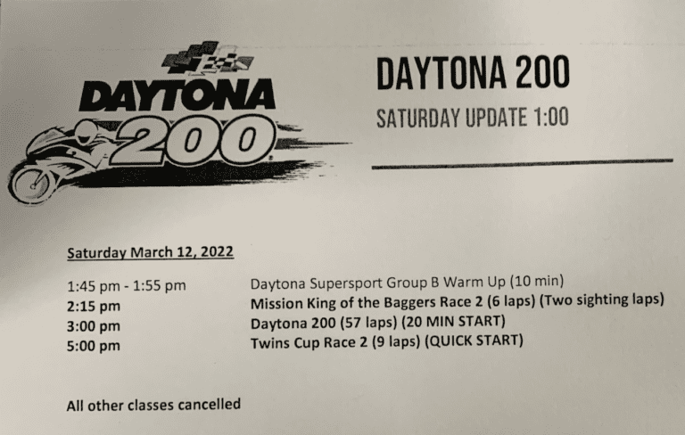 Read more about the article Latest Update: Revised Saturday Schedule For Daytona